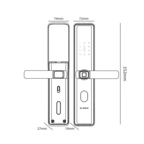 Khóa cửa vân tay Bosch ID30 EU Black 4 Kích thước khóa cửa vân tay Bosch ID30 EU Black