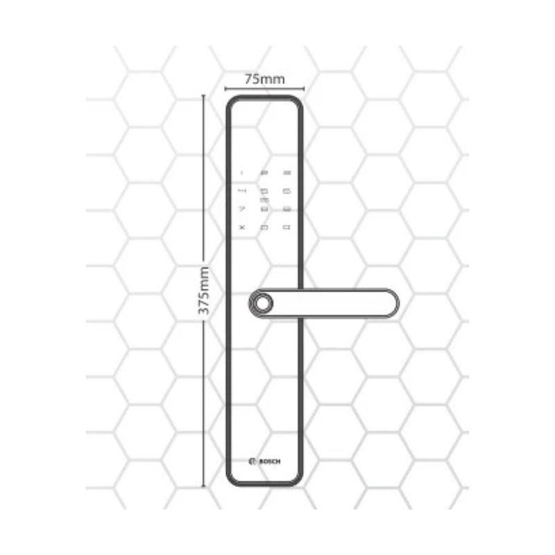 Kích thước khóa cửa vân tay Bosch ID40 EU Gray Kích thước khóa cửa vân tay Bosch ID40 EU Gray
