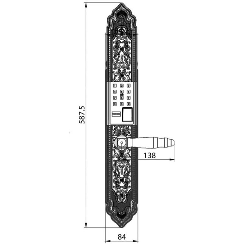 Kích thước khóa thông minh Avolock AC-998F-Ga Kích thước khóa thông minh Avolock AC-998F-Ga