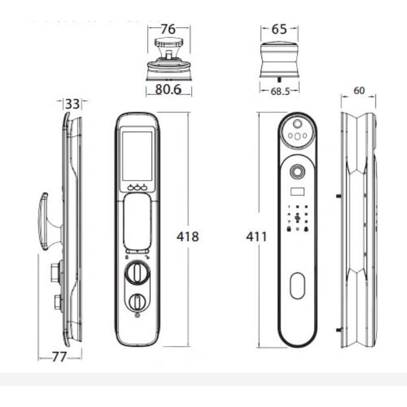 Kích thước khóa thông minh Avolock AL-79FRVT-B Kích thước khóa thông minh Avolock AL-79FRVT-B