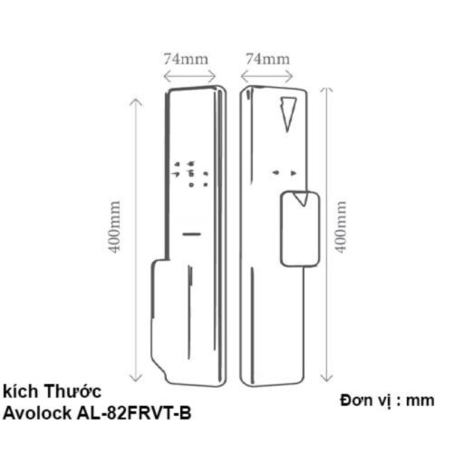 Khóa cửa điện tử Avolock AL-82FRVT-B 3 Kích thước khóa cửa điện tử Avolock AL-82FRVT-B