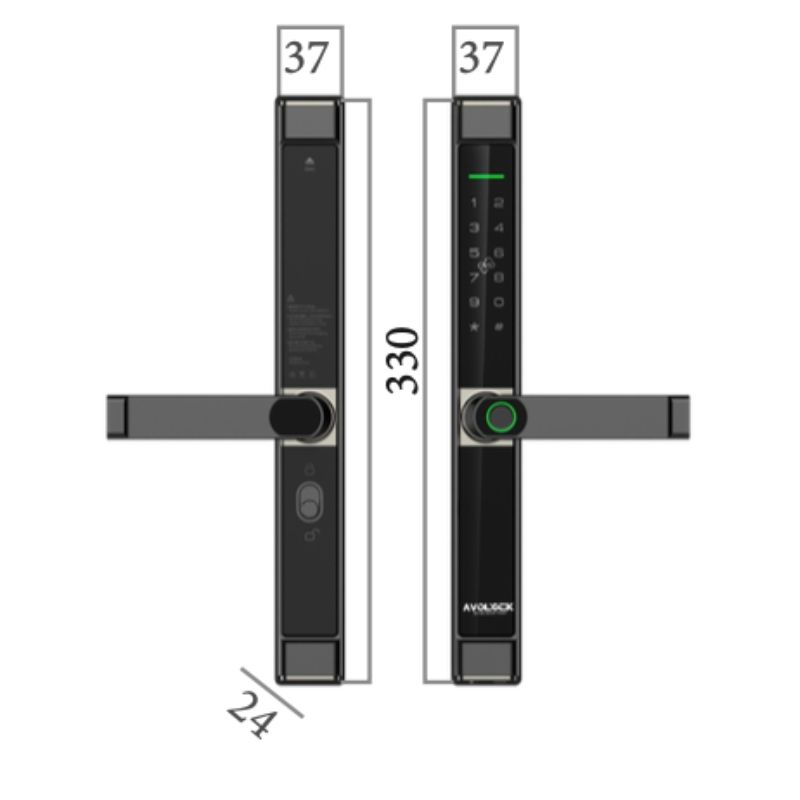 Kích thước khóa thông minh Avolock AN-394-B Kích thước khóa thông minh Avolock AN-394-B