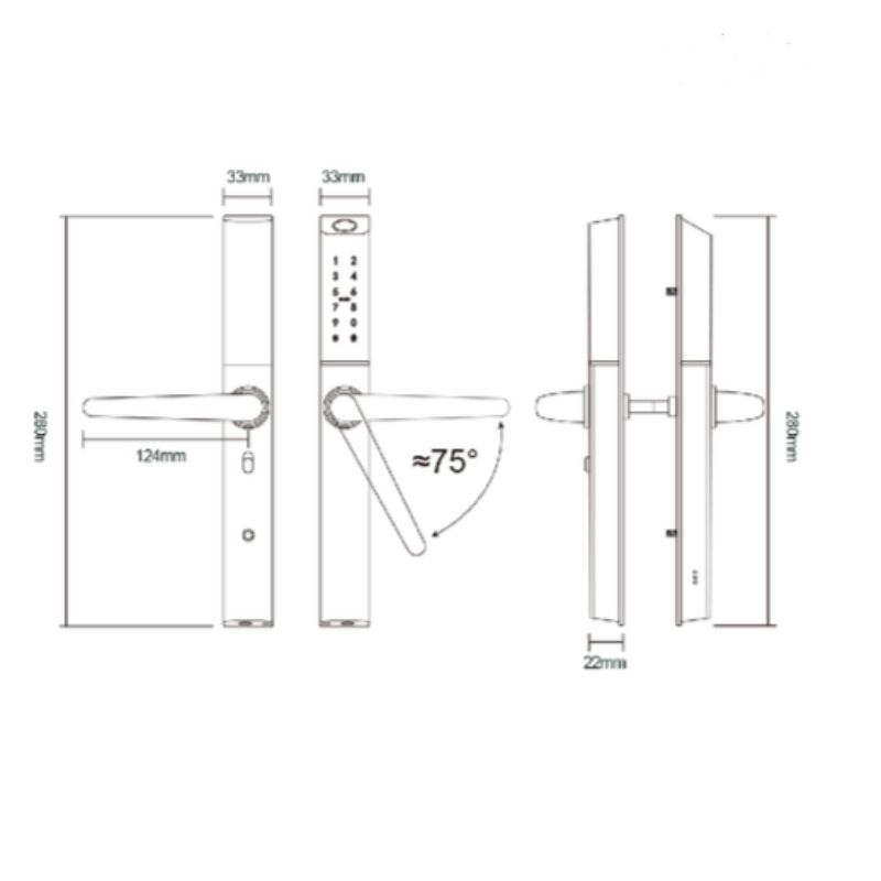 Kích thước khóa thông minh Avolock AN-395-B Kích thước khóa thông minh Avolock AN-395-B