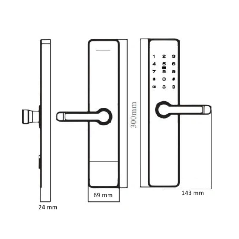 Kích thước khóa cửa vân tay Avolock AV-63-Grey Kích thước khóa cửa vân tay Avolock AV-63-Grey