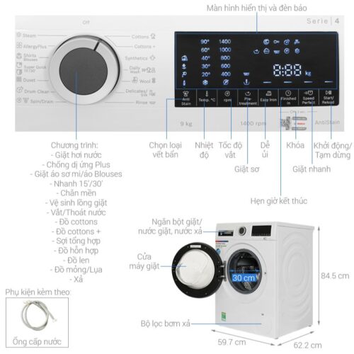 Máy giặt Bosch 9 kg WGA14400SG Serie 4 3 Kích thước máy giặt Bosch 9 kg WGA14400SG Serie 4