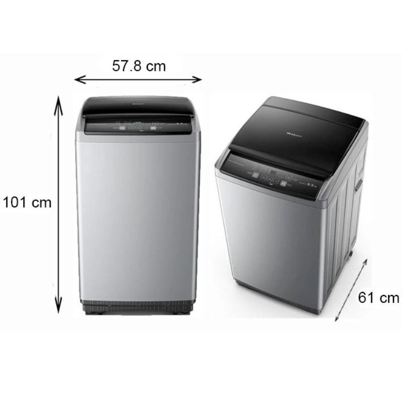 Kích thước máy giặt Sharp 8.5kg ES-Y85HV-S cửa trên Kích thước máy giặt Sharp 8.5kg ES-Y85HV-S cửa trên