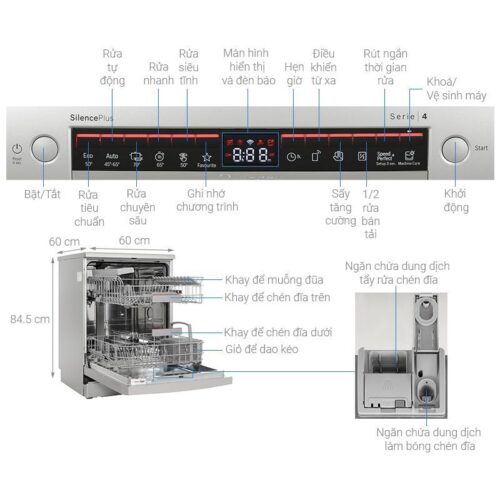 Máy rửa bát độc lập Bocsh SMS4EKI06E Serie 4 3 Kích thước máy rửa bát độc lập Bocsh SMS4EKI06E Serie 4