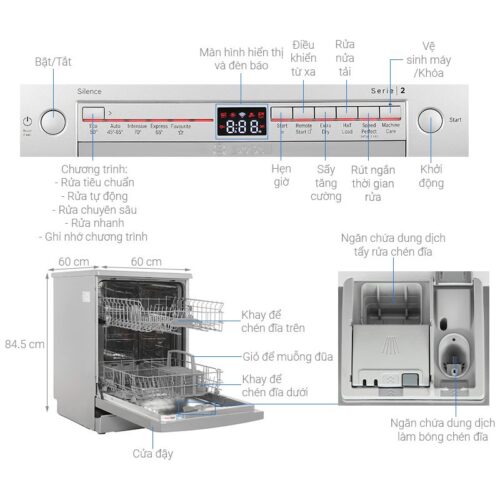 Máy rửa bát độc lập Bosch SMS2ITI41G 3 Kích thước máy rửa bát độc lập Bosch SMS2ITI41G
