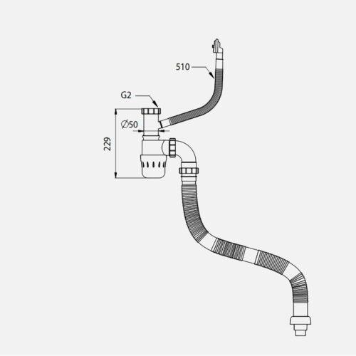Siphon chậu rửa bát 1 hố Kluger KSP-301 3 Kích thước siphon chậu rửa bát 1 hố Kluger KSP-301