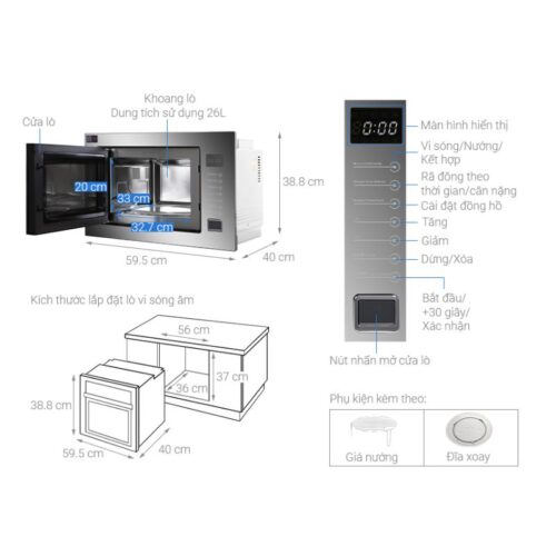 Lò vi sóng Junger TK-90 4 Thông số kỹ thuật lò vi sóng Junger TK-90