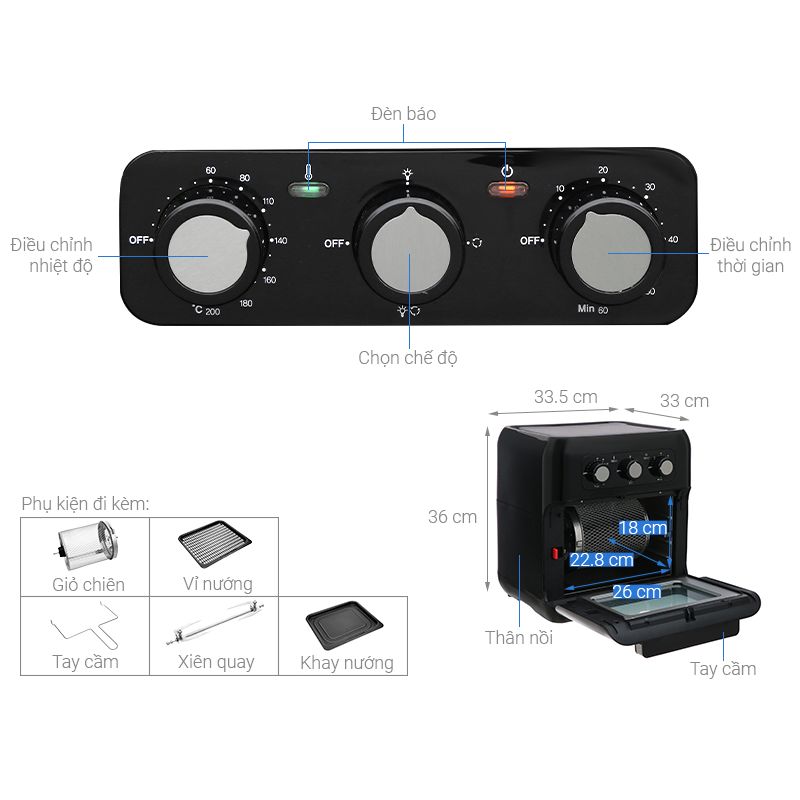 Thông số kỹ thuật nồi chiên không dầu Hawonkoo AFH-100-TQ Thông số kỹ thuật nồi chiên không dầu Hawonkoo AFH-100-TQ