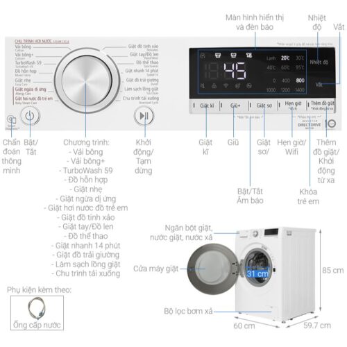 Máy giặt LG FV1410S4W1 ABWPEVN 3 Thông số máy giặt LG FV1410S4W1 ABWPEVN