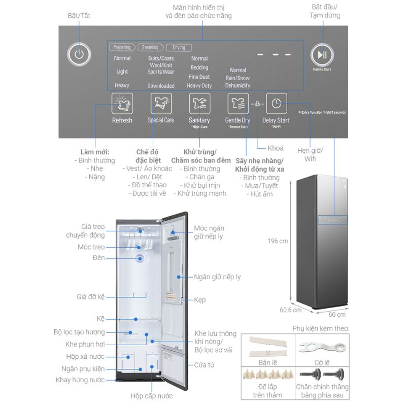 Thông số tủ chăm sóc quần áo LG S5MB ALMPEVN Thông số tủ chăm sóc quần áo LG S5MB ALMPEVN