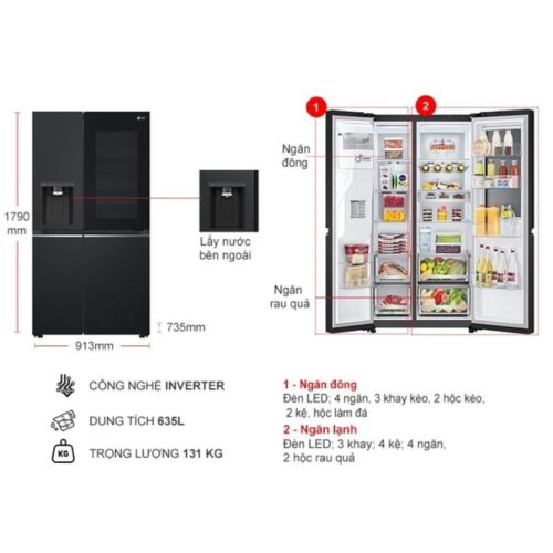 Tủ lạnh LG Inverter 635L GR-X257BL ALBPEVN 5 Thông số tủ lạnh LG Inverter 635L GR-X257BL ALBPEVN