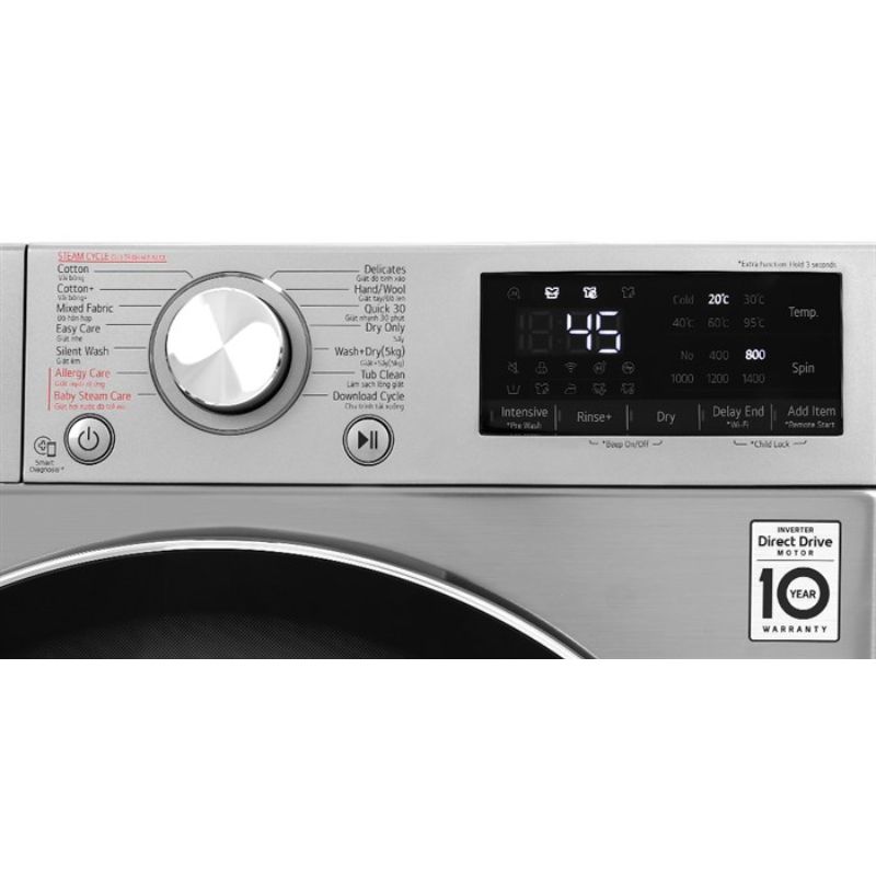 Bảng điều khiển máy giặt sấy LG giặt 9 kg – sấy 5 kg FV1409G4V Bảng điều khiển máy giặt sấy LG giặt 9 kg – sấy 5 kg FV1409G4V