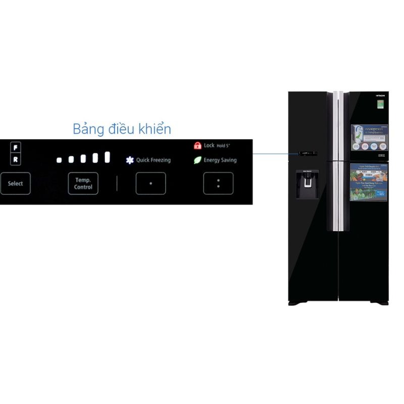 Bảng điều khiển tủ lạnh 4 cánh Inverter 540 lít Hitachi FW690PGV7 GBK Bảng điều khiển tủ lạnh 4 cánh Inverter 540 lít Hitachi FW690PGV7 GBK