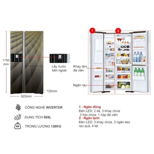 Tủ lạnh 3 cánh side by side 569 lít Hitachi FM800XAGGV9X DIA 5 Chi tiết tủ lạnh 3 cánh side by side 569 lít Hitachi FM800XAGGV9X DIA
