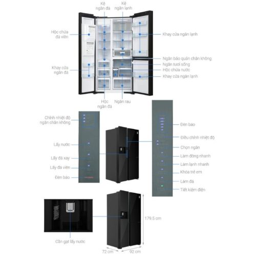 Tủ lạnh 3 cánh side by side 569 lít Hitachi MX800GVGV0 GBK 5 Chi tiết tủ lạnh 3 cánh side by side 569 lít Hitachi MX800GVGV0 GBK