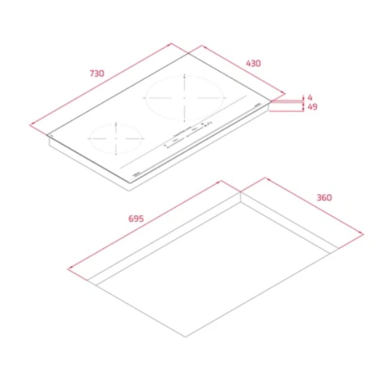 Kích thước bếp từ đôi Teka TOTAL IZC 72610 MST BK 112500059 lắp âm Kích thước bếp từ đôi Teka TOTAL IZC 72610 MST BK 112500059 lắp âm