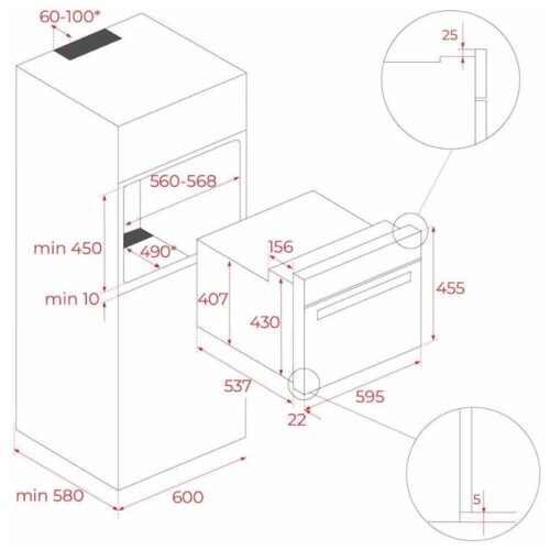 Lò hấp kết hợp nướng Teka MAESTRO HLC 8470 SC BK 111230011 4 Kích thước lò hấp kết hợp nướng Teka MAESTRO HLC 8470 SC BK 111230011