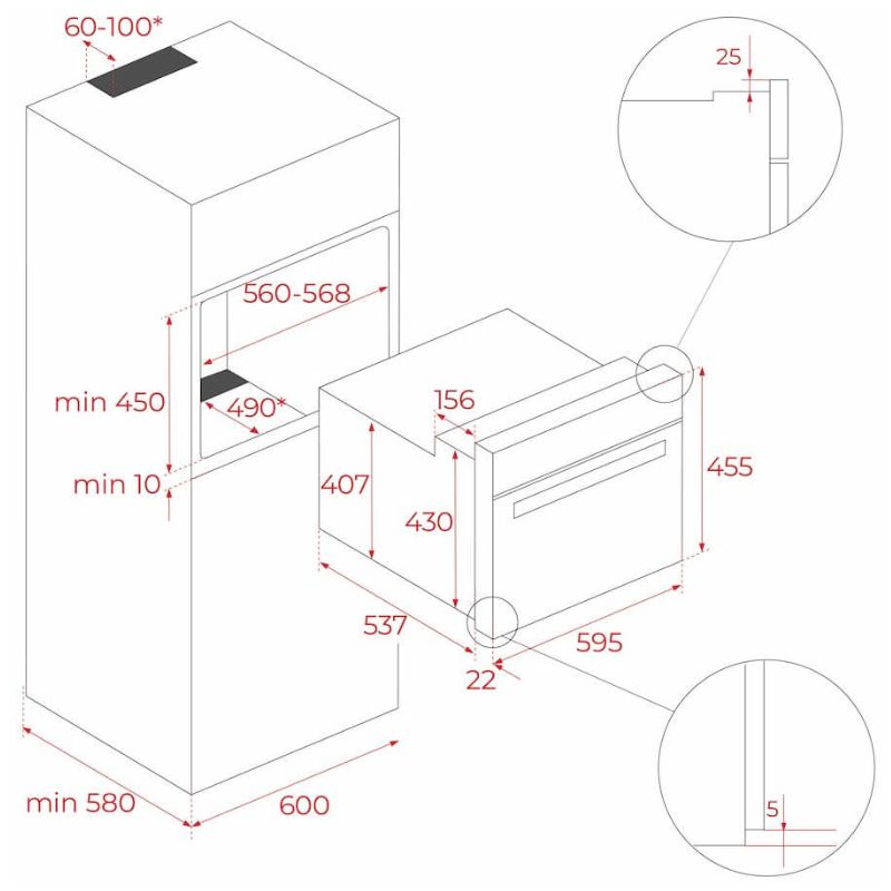 Kích thước lò hấp kết hợp nướng Teka MAESTRO HLC 8470 SC BK 111230011 Kích thước lò hấp kết hợp nướng Teka MAESTRO HLC 8470 SC BK 111230011
