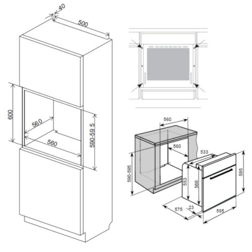 Lò nướng âm tủ Lorca TA 917 5 Kích thước lò nướng âm tủ Lorca TA 917