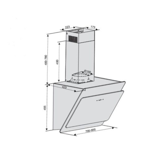 Máy hút mùi Lorca TA 6008CM-90 3 Kích thước máy hút mùi Lorca TA 6008CM-90