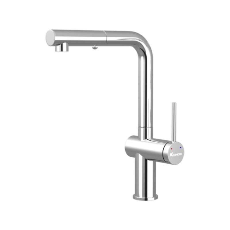 Vòi rửa bát nóng lạnh Konox Stream Chrome có dây rút Vòi rửa bát nóng lạnh Konox Stream Chrome có dây rút