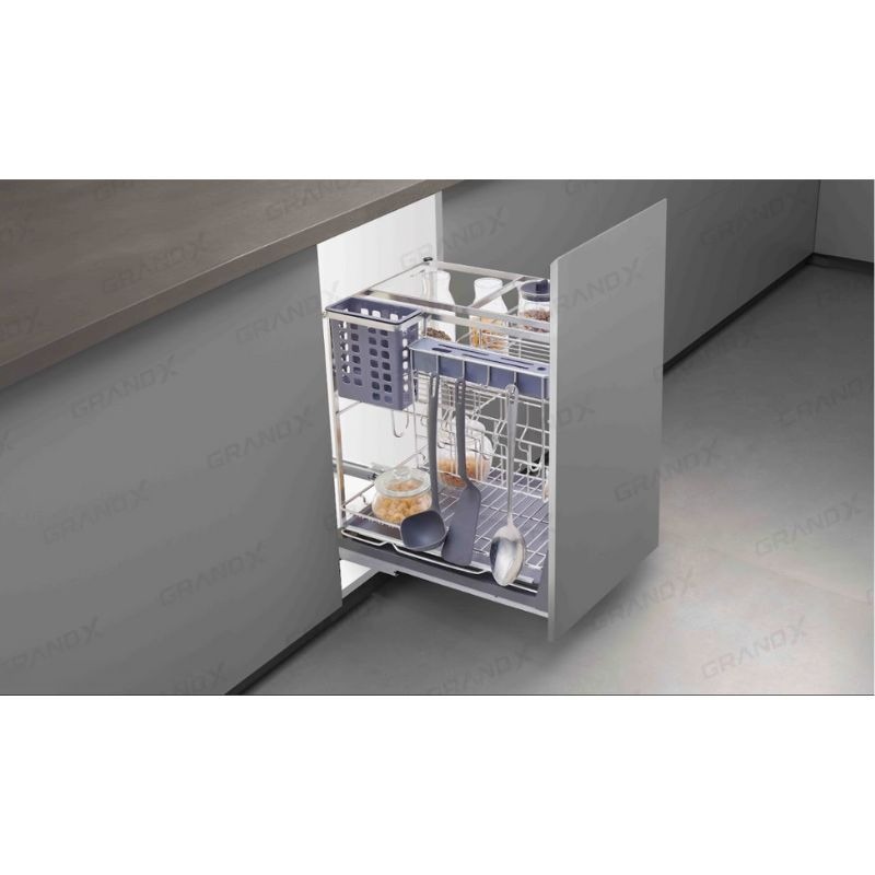 Ảnh giá đựng chai lọ gia vị dao thớt nan dẹt GrandX XK.30S2 Ảnh giá đựng chai lọ gia vị dao thớt nan dẹt GrandX XK.30S2