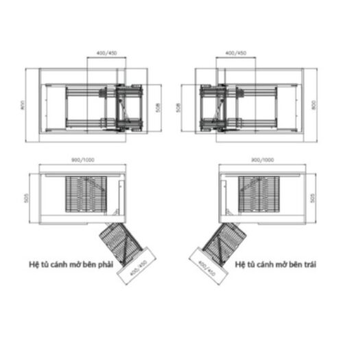 Kệ góc liên hoàn nan dẹt Inox GrandX XMC.45S RIGHT 3 Chi tiết kệ góc liên hoàn nan dẹt Inox GrandX XMC.45S RIGHT