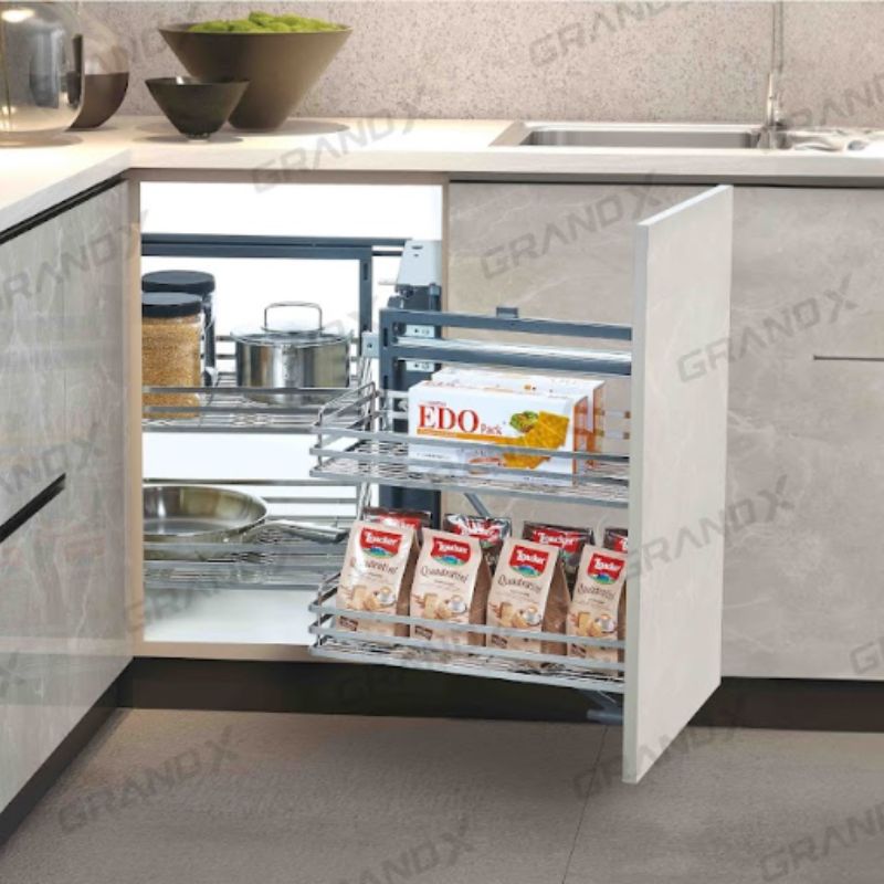Kệ góc liên hoàn nan dẹt Inox GrandX XMC.45S LEFT Kệ góc liên hoàn nan dẹt Inox GrandX XMC.45S LEFT