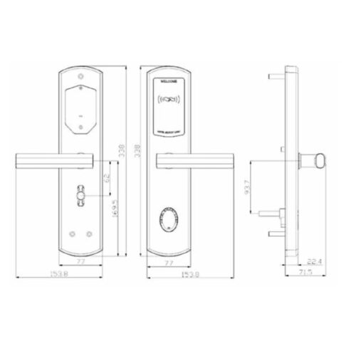 Khóa điện tử khách sạn Hyundai HY-HL04 Silver 3 Kích thước khóa điện tử khách sạn Hyundai HY-HL04 Silver