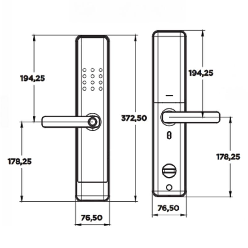 Kích thước khóa điện tử Hyundai HY-SL007 Amber Gold Kích thước khóa điện tử Hyundai HY-SL007 Amber Gold