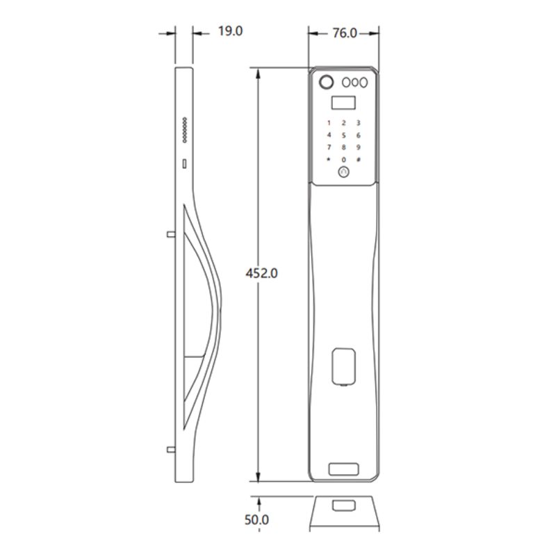 Kích thước khóa điện tử Hyundai HY-SLA807F Black Kích thước khóa điện tử Hyundai HY-SLA807F Black