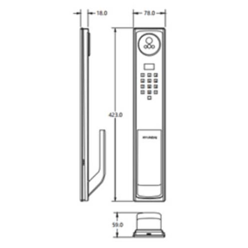 Kích thước khóa điện tử Hyundai HY-SLA911F Black Kích thước khóa điện tử Hyundai HY-SLA911F Black