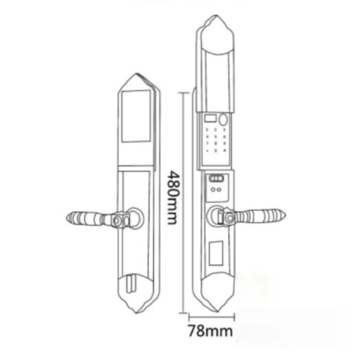 Khóa điện tử Hyundai HY-SLC8817 GOLD 4 Kích thước khóa điện tử Hyundai HY-SLC8817 GOLD