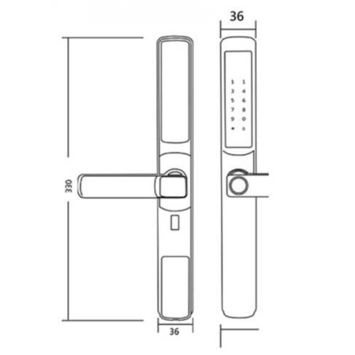 Khóa điện tử Hyundai HY-SLS003 Black 3 Kích thước khóa điện tử Hyundai HY-SLS003 Black