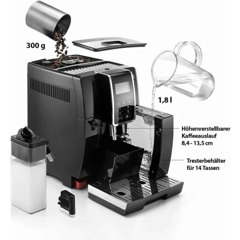 Kích thước máy pha cafe DeLonghi Dinamica ECAM 356.57.B Kích thước máy pha cafe DeLonghi Dinamica ECAM 356.57.B