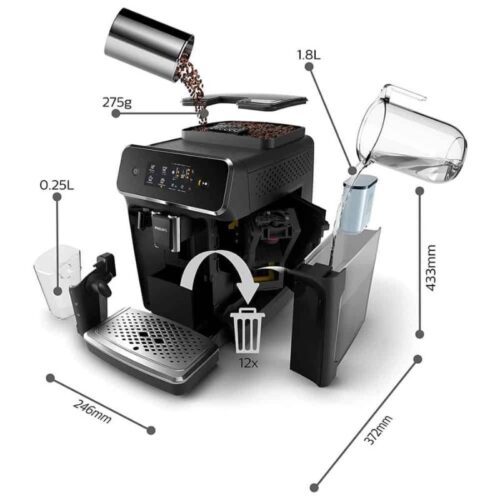 Máy pha cafe tự động Philips EP2231/40 4 Kích thước máy pha cafe tự động Philips EP2231/40