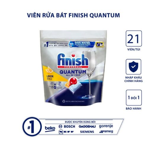 Viên rửa bát Finish Quantum All In One túi 21 viên 3 anh vien rua bat finish quantum all in one tui 21 vien
