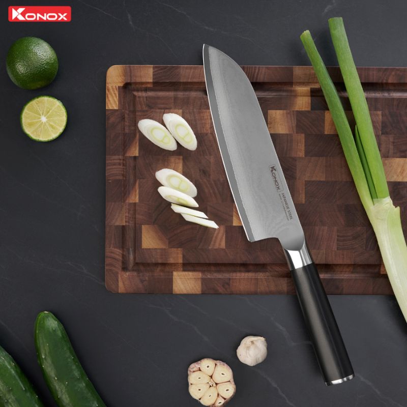 Ảnh dao đa năng thép Nhật Konox Damascus Eiko Series 7″ Santoku Ảnh dao đa năng thép Nhật Konox Damascus Eiko Series 7″ Santoku