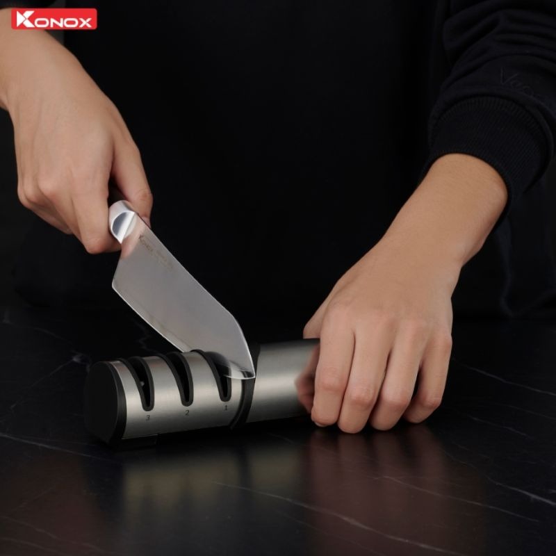 Ảnh thực tế dụng cụ mài dao 3 khe Konox Knife Sharpener Ảnh thực tế dụng cụ mài dao 3 khe Konox Knife Sharpener