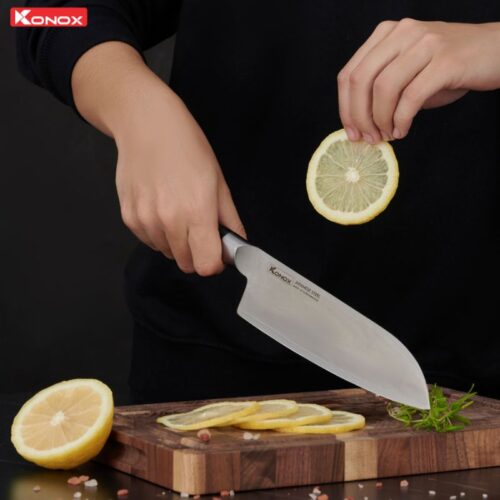 Dao đa năng thép Nhật Konox Damascus Eiko Series 7″ Santoku 4 Hình ảnh dao đa năng thép Nhật Konox Damascus Eiko Series 7″ Santoku