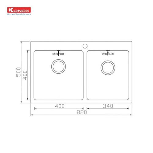 Chậu rửa bát Konox Unico 8250 5 Kích thước chậu rửa bát Konox Unico 8250