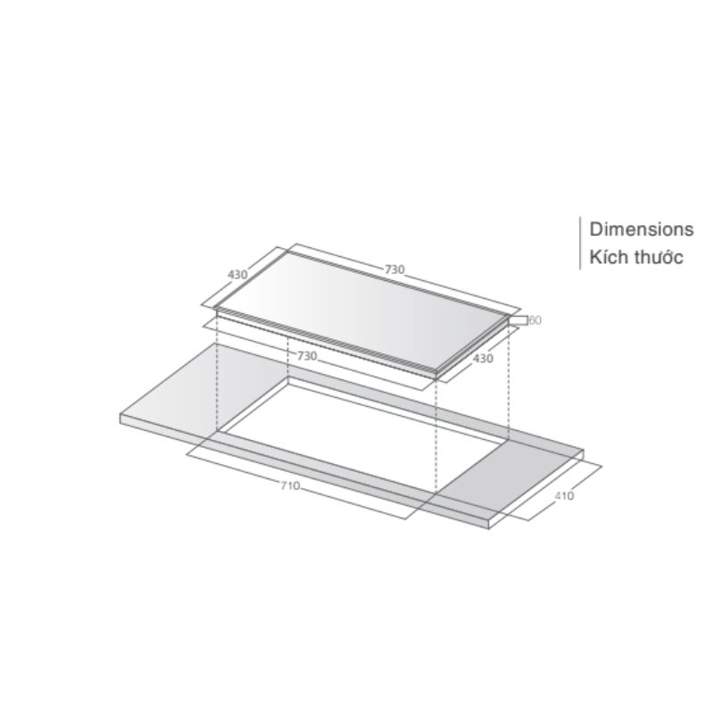 Kích thước bếp từ Lorca LCI-809 Kích thước bếp từ Lorca LCI-809