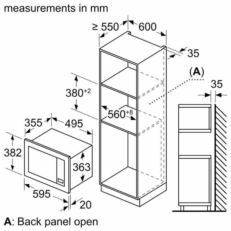 Kích thước lò vi sóng Bosch BEL653MB3 Kích thước lò vi sóng Bosch BEL653MB3