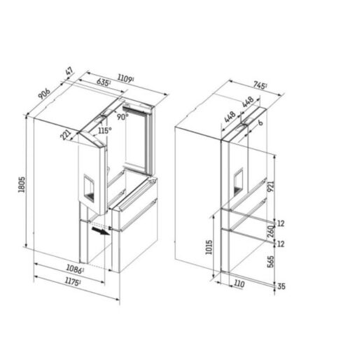 Tủ lạnh SBS Liebherr MBbsdi 9528 001 20 5 kich thuoc tu lanh sbs liebherr mbbsdi 9528 001 20