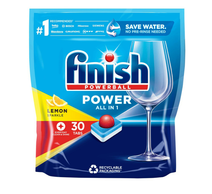 Viên rửa bát Finish All In One Max 30 Viên 4 viên rửa bát Finish All in one max 30 viên hương chanh