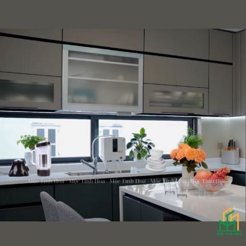 Ảnh mẫu tủ bếp Inox cánh kính cường lực CKCL04 - Tủ bếp chữ L, hiện đại-1 Ảnh mẫu tủ bếp Inox cánh kính cường lực CKCL04 - Tủ bếp chữ L, hiện đại-1