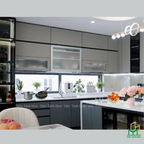 Ảnh mẫu tủ bếp Inox cánh kính cường lực CKCL04 - Tủ bếp chữ L, hiện đại Ảnh mẫu tủ bếp Inox cánh kính cường lực CKCL04 - Tủ bếp chữ L, hiện đại